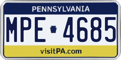 PA license plate MPE4685