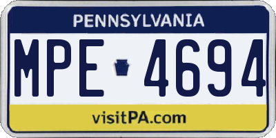 PA license plate MPE4694