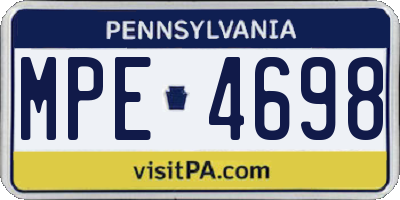 PA license plate MPE4698