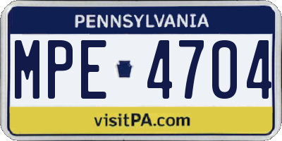 PA license plate MPE4704