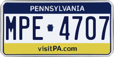 PA license plate MPE4707