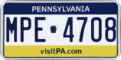 PA license plate MPE4708