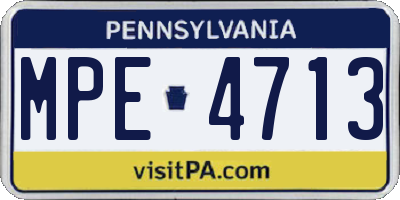 PA license plate MPE4713