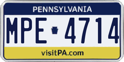 PA license plate MPE4714
