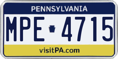 PA license plate MPE4715