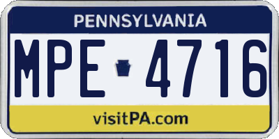 PA license plate MPE4716