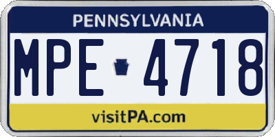 PA license plate MPE4718