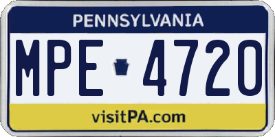 PA license plate MPE4720
