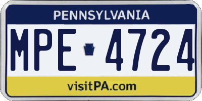 PA license plate MPE4724