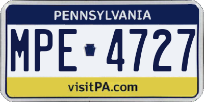 PA license plate MPE4727
