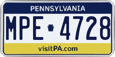 PA license plate MPE4728