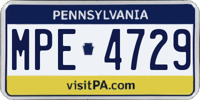 PA license plate MPE4729