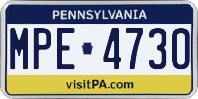 PA license plate MPE4730