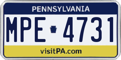PA license plate MPE4731