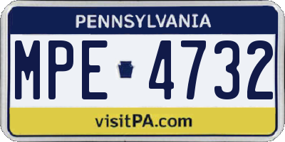 PA license plate MPE4732