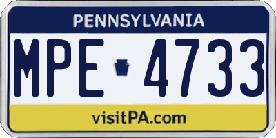 PA license plate MPE4733