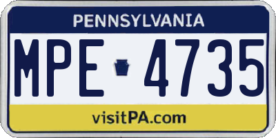 PA license plate MPE4735