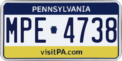 PA license plate MPE4738