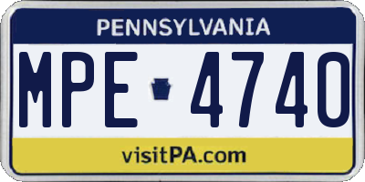 PA license plate MPE4740