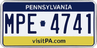 PA license plate MPE4741