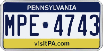 PA license plate MPE4743