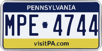 PA license plate MPE4744