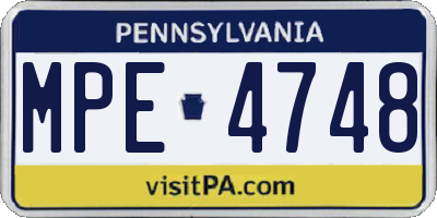 PA license plate MPE4748