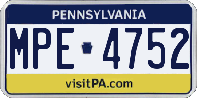 PA license plate MPE4752