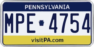PA license plate MPE4754