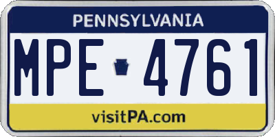 PA license plate MPE4761