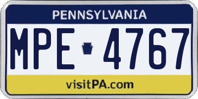 PA license plate MPE4767