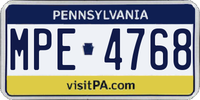 PA license plate MPE4768