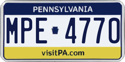 PA license plate MPE4770