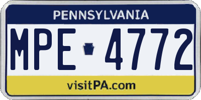 PA license plate MPE4772