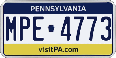 PA license plate MPE4773
