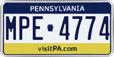 PA license plate MPE4774