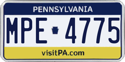 PA license plate MPE4775