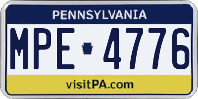 PA license plate MPE4776
