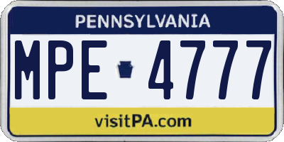 PA license plate MPE4777