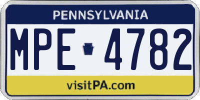 PA license plate MPE4782