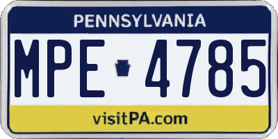 PA license plate MPE4785