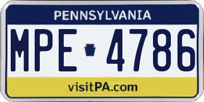 PA license plate MPE4786