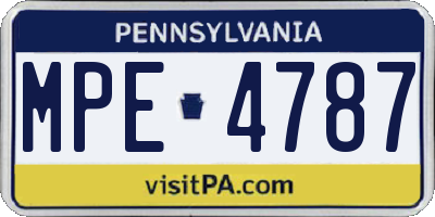 PA license plate MPE4787