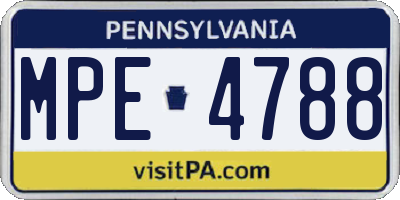PA license plate MPE4788