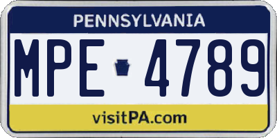 PA license plate MPE4789