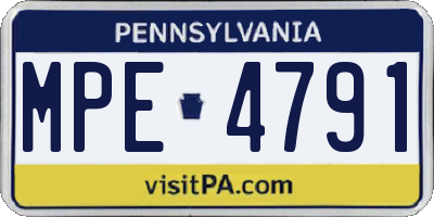 PA license plate MPE4791