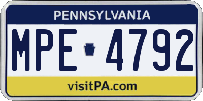 PA license plate MPE4792