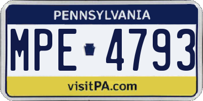 PA license plate MPE4793