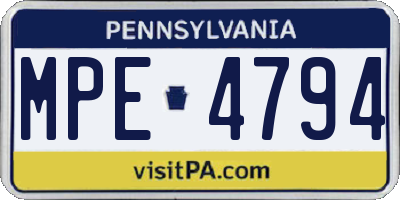 PA license plate MPE4794