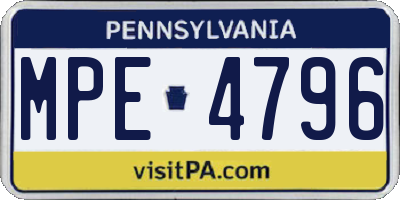 PA license plate MPE4796